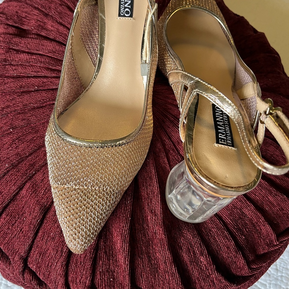 Ermanno Scervino Gold Mesh Heels